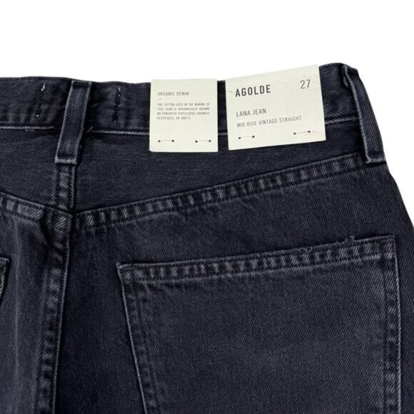 NWT AGOLDE Lana Mid Rise Vintage Straight Sz 27 Disorder Washed Black - Picture 10 of 11